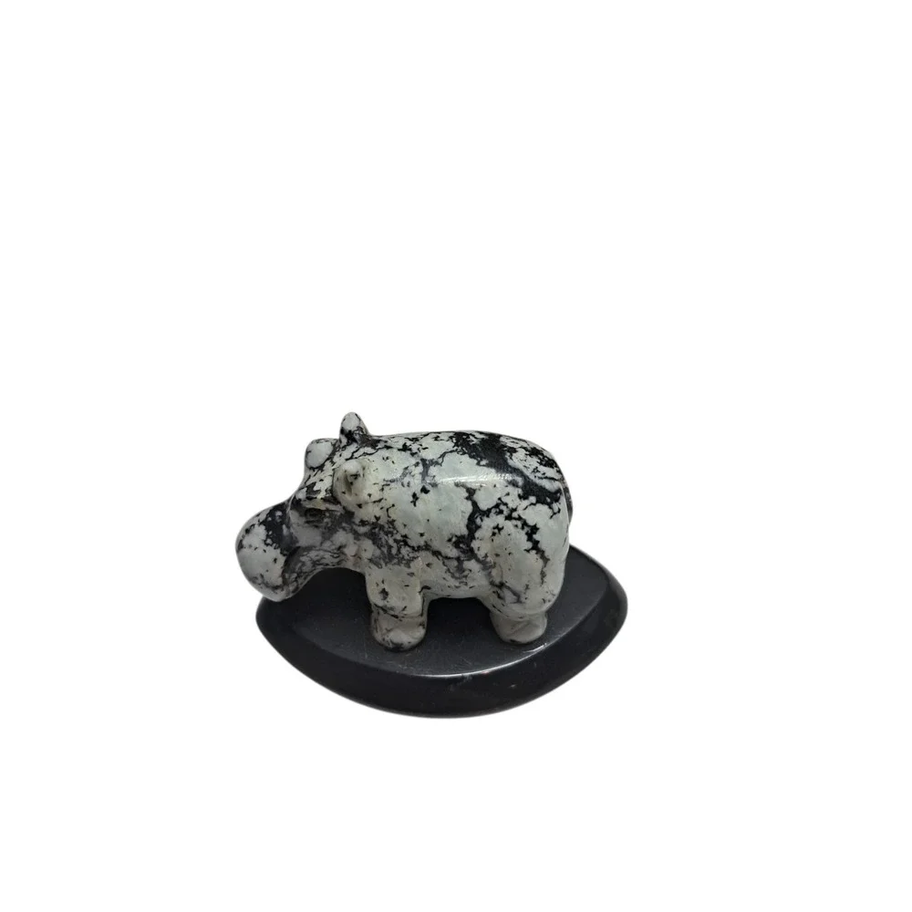 Small, hand-carved stone hippopotamus‎ figurine